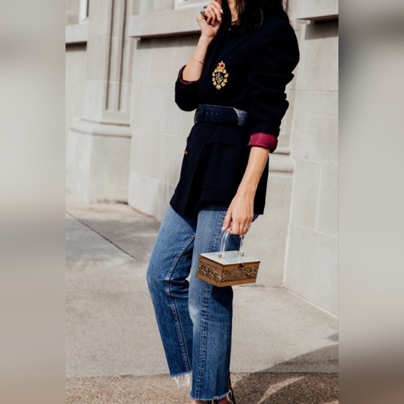 Ralph Lauren Women’s 100% Wool Navy Gold Classic Logo Crest 2 Piece Suit Blazer - Picture 2 of 14